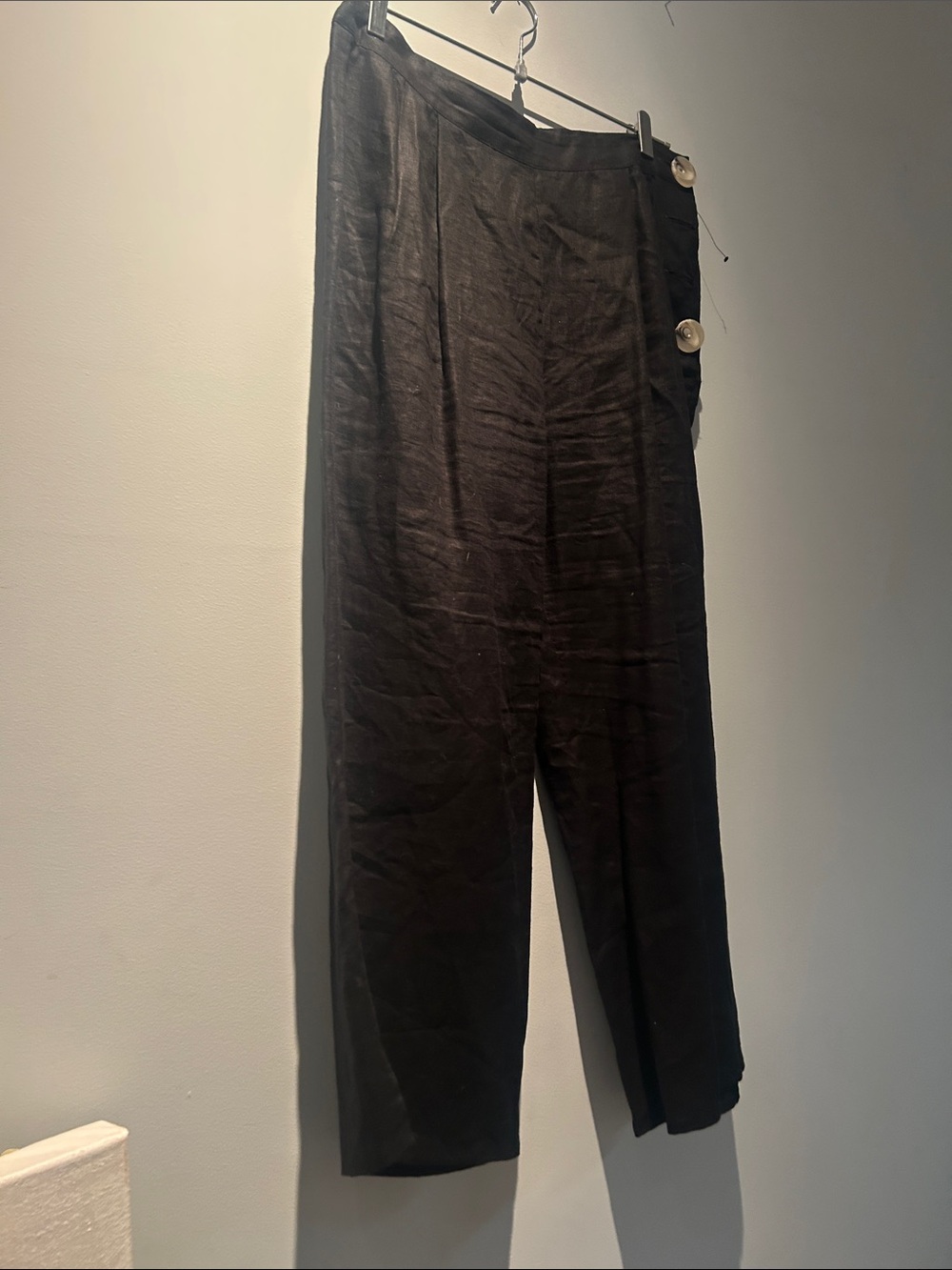 Vince Camuto Black Wide-Leg Pants with Side Button Detail